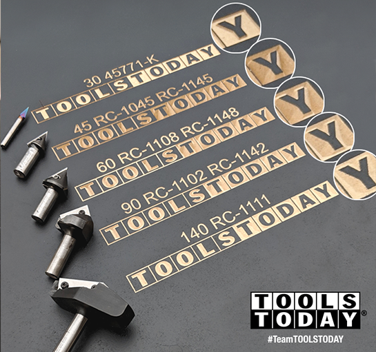 V-groove router bits - from 30 to 140 degrees